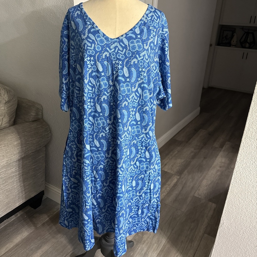 New! SVAHA USA A-Line Dress Size 4XL Pockets Science Inspired Paisley Bacteria